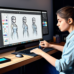 Digital Painting Process**

"A young woman, fully clothed in casual but professional attire, intently focused on drawing on a digital tablet with a stylus, surrounded by multiple monitors displaying CLIP STUDIO PAINT, a comfortable, well-lit home studio environment, safe for work, appropriate content, perfect anatomy, natural pose, well-formed hands, proper finger count, digital painting illustration, family-friendly."

**