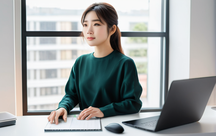 웹툰작가의 건강 관리 방법 - **Prompt: "A Japanese webtoon artist, a woman in her late 20s, is seated at an ergonomically designe...