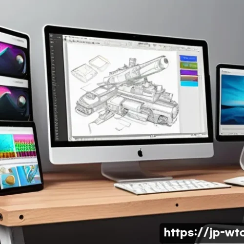 웹툰 작화 프로그램 추천 - A modern digital artist’s workspace featuring a sleek drawing tablet and multiple layered comic pane...